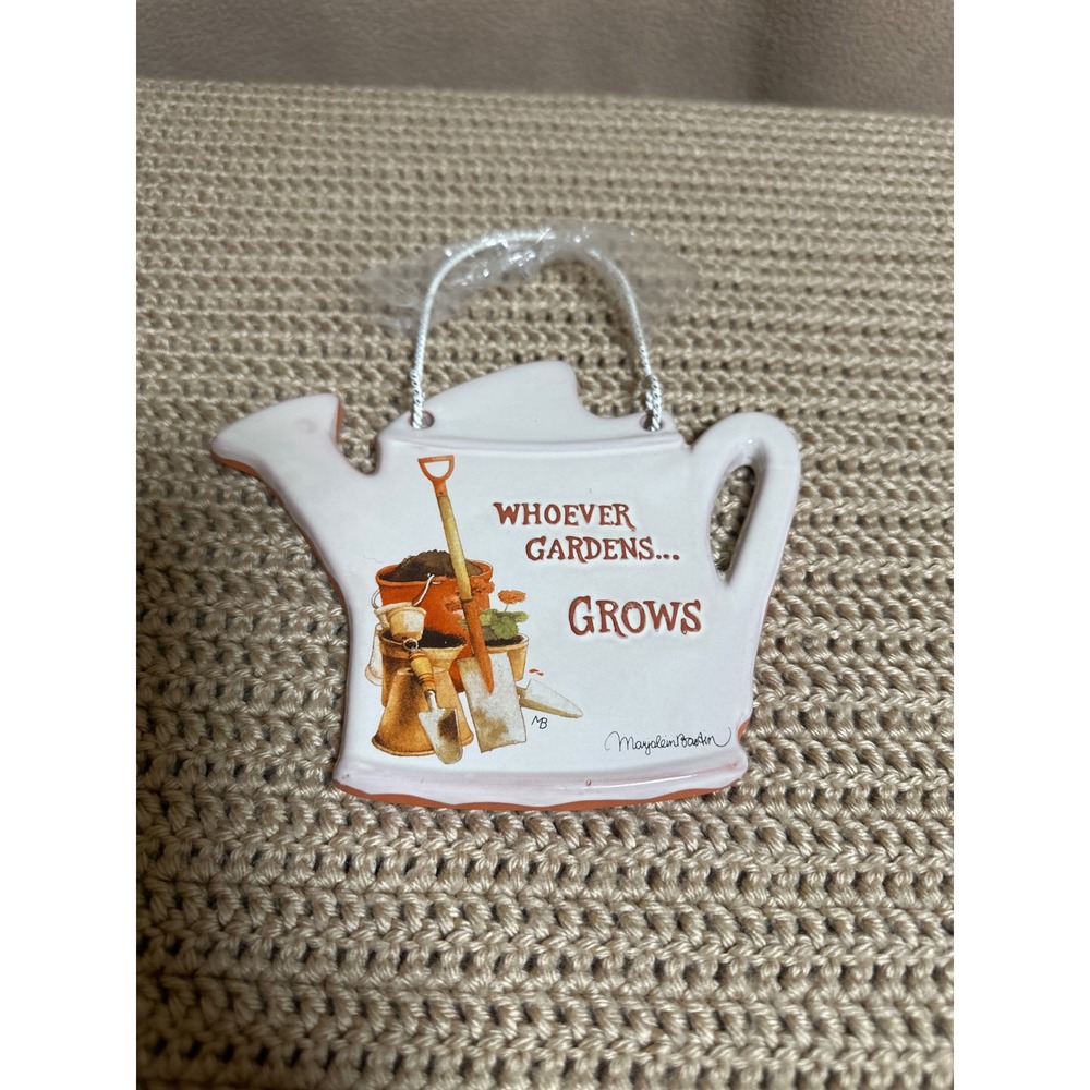 Hallmark Marjolein Bastin Natures Sketchbook Watering Can Ceramic Plaque Decor